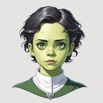 Mysterious green character portrait