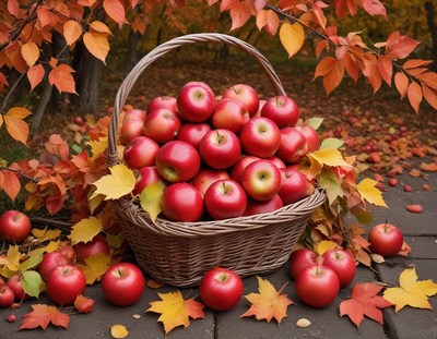 Harvesting fresh red apples