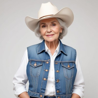 Senior woman in cowboy attire