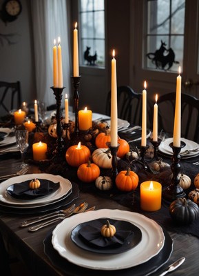 Elegant halloween dinner setting