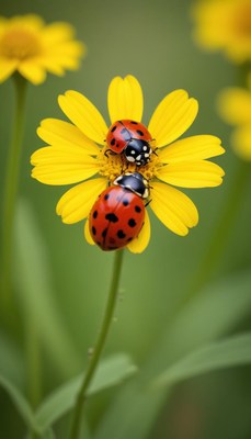 Ladybugs on yellow flower