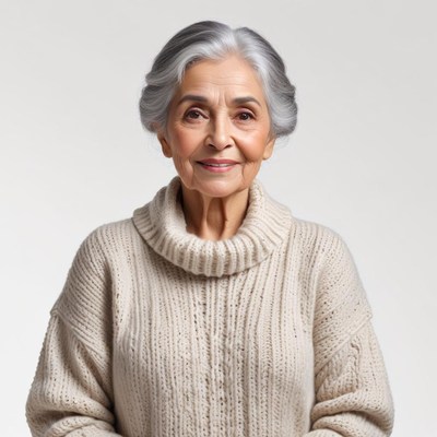 Elderly woman in cozy sweater