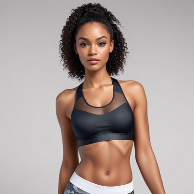 Stylish fitness model poses confidently