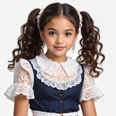 Girl in lace dress with curls