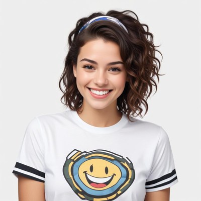 Smiling girl with curly hair