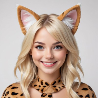 Cute girl in animal costume with ears