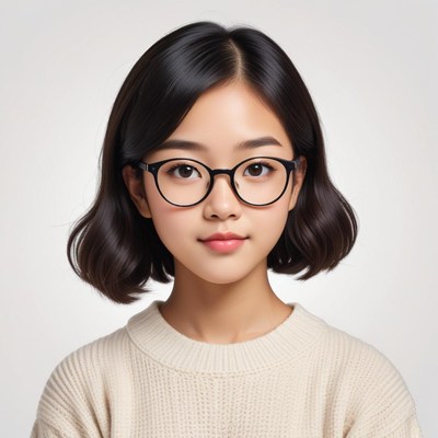 Young girl with glasses and sweater