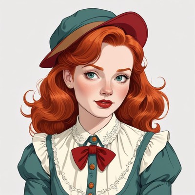 Vintage girl with red hair