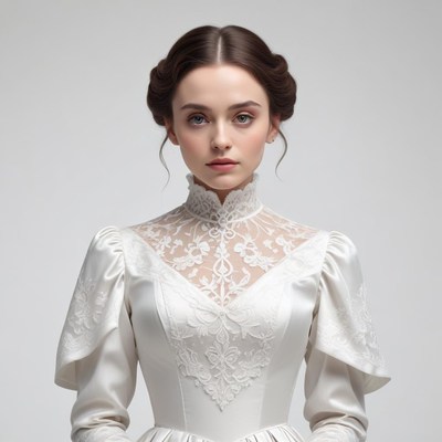 Elegant bridal portrait in white dress