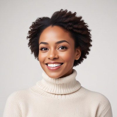 Smiling woman with curly hair