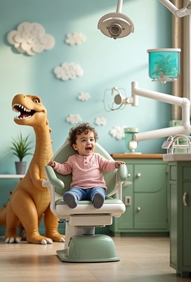Happy child in dentist chair