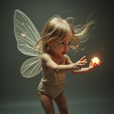 Little fairy with glowing orb