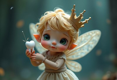 Fairy holding a tiny tooth