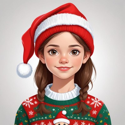 Joyful girl in christmas attire