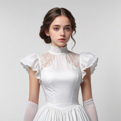 Elegant young woman in white dress