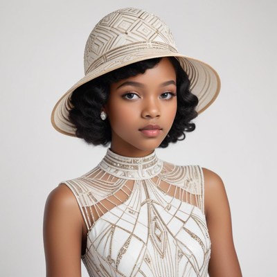 Elegant young model in stylish hat