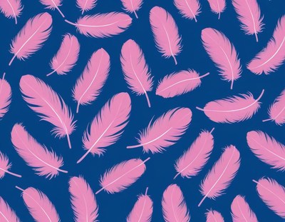 Vibrant pink feather pattern on blue