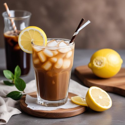 Refreshing iced coffee with lemon