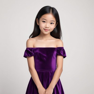 Girl in purple dress posing confidently
