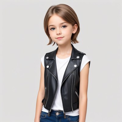 Young girl in leather vest