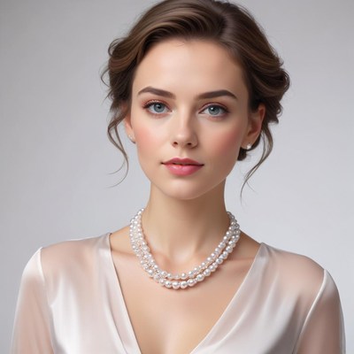Elegant woman wearing pearl necklace