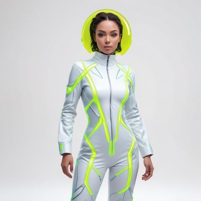 Futuristic space suit model portrait