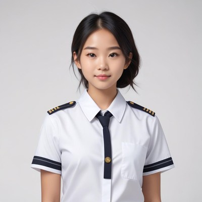 Young woman wearing pilot uniform