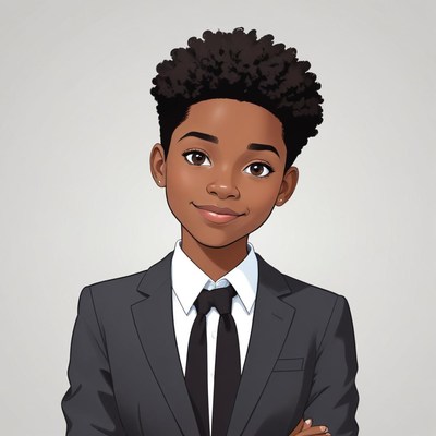 Young boy in suit smiling confidently