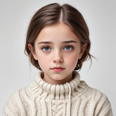 Young girl with blue eyes and sweater