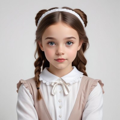 Young girl with braided hair and headband