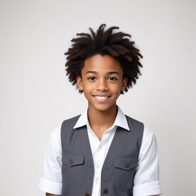 Smiling boy in stylish outfit