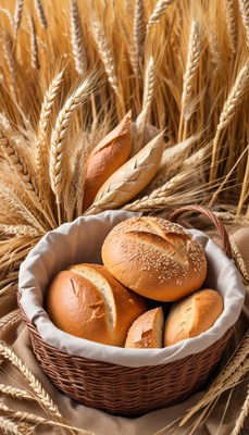Freshly baked bread in a basket