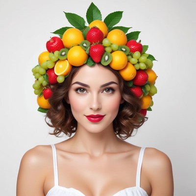 Fruit-inspired headpiece fashion display