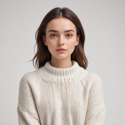 Young adult woman in cozy sweater