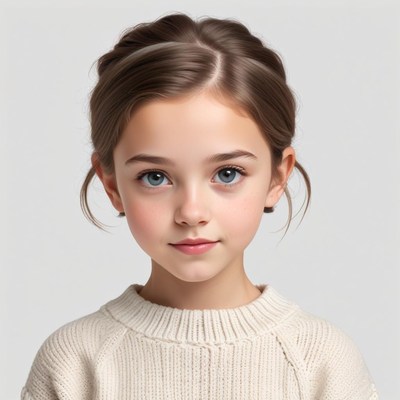 Girl with braids and soft features