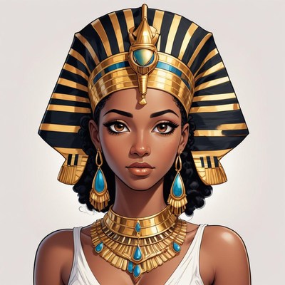 Queen with golden crown and jewelry