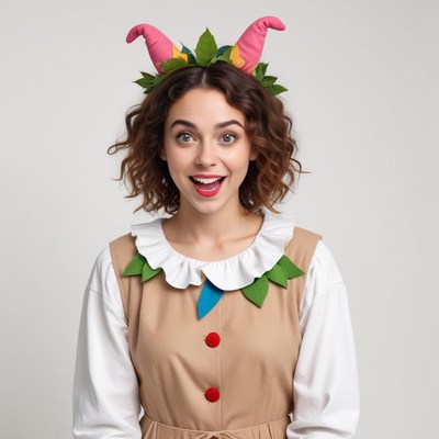 Cheerful character in playful costume