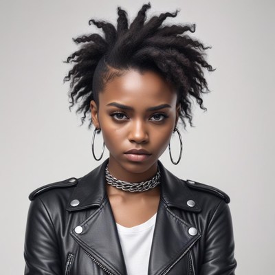 Bold hairstyle in urban fashion shoot