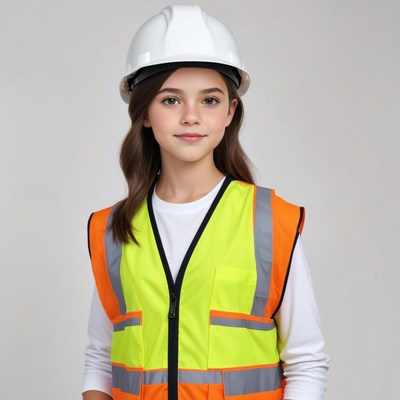 Young girl in safety gear