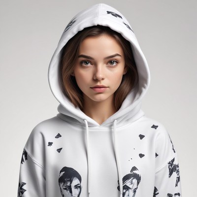 Young model in stylish hoodie
