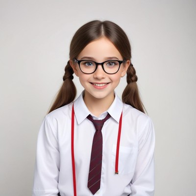 Young girl in glasses with a smiling expression