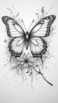 Butterfly with floral design art