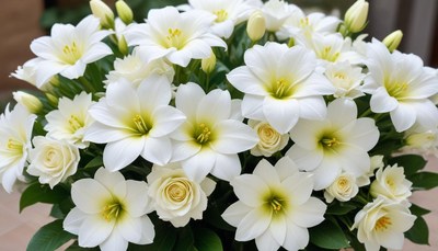 Bright white flower bouquet arrangement