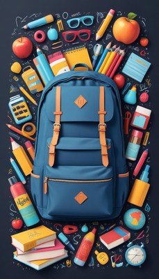Organized backpack with school supplies