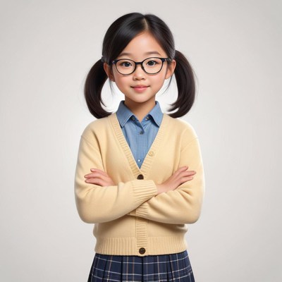 Confident girl in casual attire