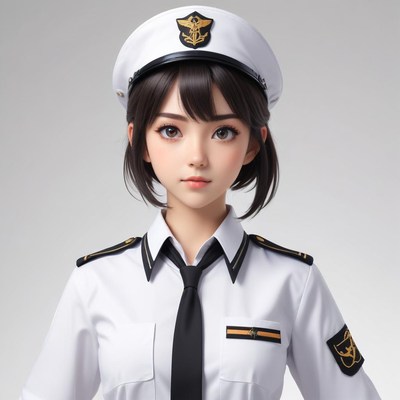 Young officer in uniform poses confidently