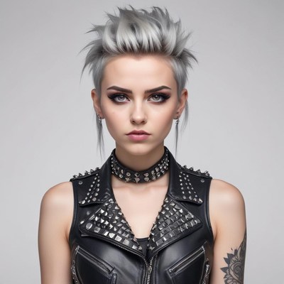 Stylish model with edgy hairstyle