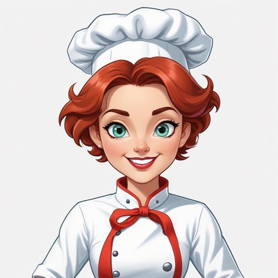 Cheerful chef with red hair