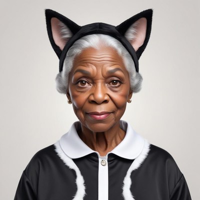 Senior woman in cat costume