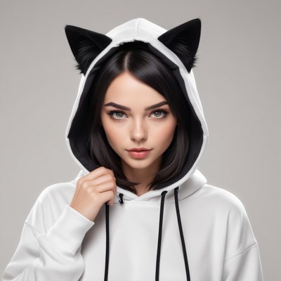 Stylish girl with cat ears hoodie